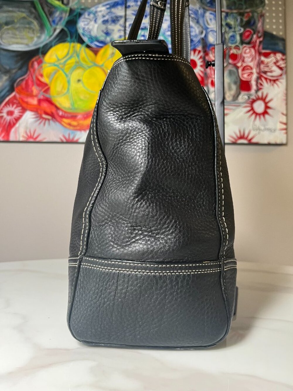 Coach Black Pebbled Leather Turnlock Tote Carryall F16960 EUC - Picture 4 of 16